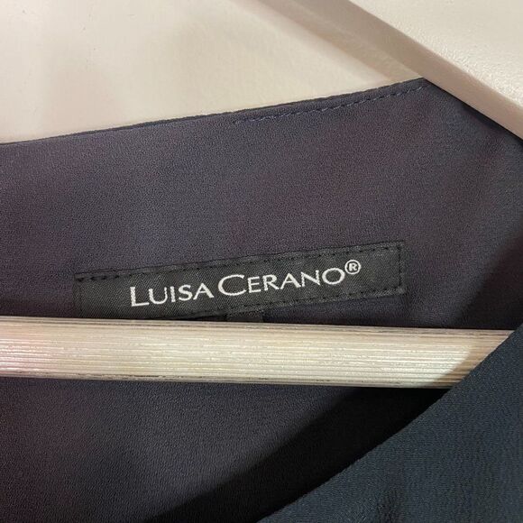 Luisa Cerano Navy Blue Draped Boat Neck Silk Blend Midi Dress - Picture 7 of 9